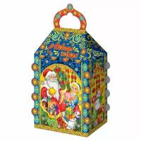 Коробка для новогодних подарков "Домик "Дед Мороз и Снегурочка" на 1000 г арт. 10659