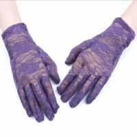 Перчатки ажурные гипюровые фиолетовые