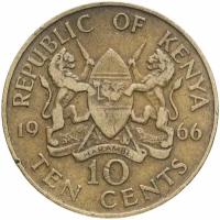 Монета Кения 10 центов (cents) 1966-1968, случайная дата Z121604