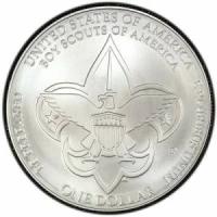 1 доллар 2010 100 лет Бой скаутам Америки, UNC, серебро
