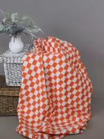 Одеяло байковое, клетка, оранжевое (100*140)
