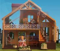 Кукольный домик Happy family Загородный домик 012-03 с полным комплектом мебели и семейкой котиков