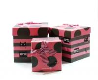 Коробка для подарков Cat розовая с серым 12,5*12,5*12,5см, картон 2807S