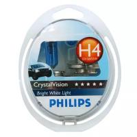 Лампа набор 12V H4 60/55W+W5W/T105 P43t бокс (2шт.+2шт.) Crystal Vision PHILIPS 12342CVSM
