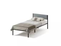 Кровать металлическая односпальная 80х200 черная с мягкой спинкой