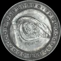 Монета хобо никель 1 доллар 1881 «Глаз» США (копия)