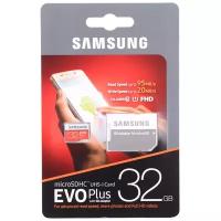 Карта памяти MicroSDHC 32GB Samsung Class 10 Evo Plus UHS-I U1 (20/95 Mb/s) + SD адаптер