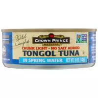 Crown Prince Natural Кусочки легкого тунца тонгол – без добавления соли, в родниковой воде, 5 унций (142 г)
