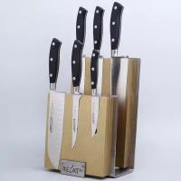 Наборы кухонных ножей Набор из 6-и кухонных ножей Arcos Riviera на магнитной подставке, кованая молибден-ванадиевая нержавеющая сталь X45CrMoV15