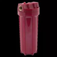 Колба фильтра WF-HOT-10 1/2" (пластик. красн. для гор.воды, кронштейн и ключ, 1/2"вр)