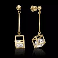 PLATINA jewelry Серьги из желтого золота с Swarovski Zirconia 02-4382-00-501-1130-38