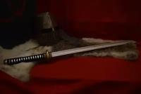 Макет меча Катана (плетение черная рукоятка). LARP (макет меча)