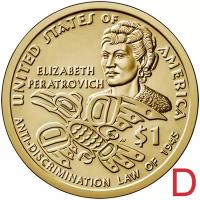 Монета 1 доллар 2020 «Антидискриминационный закон Элизабет Ператрович» США D (Сакагавея)
