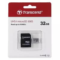 Карта памяти MicroSD 32GB Class 10 Transcend 300S UHS-1 U1 + SD адаптер