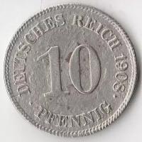 Германия: K7449, 1908, Германия, 10 пфенниг Е
