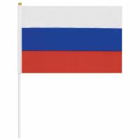 Флаг России ручной 20х30 см, комплект 3 шт., без герба, с флагштоком, BRAUBERG, 550181, RU13