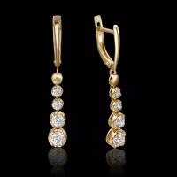 PLATINA jewelry Серьги из желтого золота с Swarovski Zirconia 02-4208-00-501-1130-38