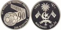 250 руфий Футбол Чемпионат мира по футболу Италия 1990 Мальдивы 1990 г. Серебро