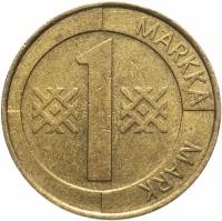 Монета Финляндия 1 марка (markka) 1993-2001 случайный год S143701