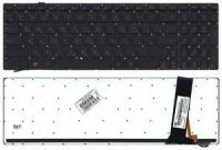 Клавиатура для ноутбука Asus N76VB черная с подсветкой красные клавиши
