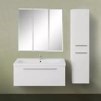 Мебель для ванной 1MarKa Соната 90П с 1 ящиком, белый глянец (тумба с раковиной + зеркало)