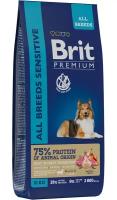 Сухой корм BRIT PREMIUM DOG ADULT SENSITIVE для взрослых собак всех пород с чувствительным пищеварением с ягненком и рисом (1 кг)
