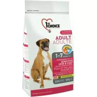 Сухой Корм для взрослых собак (2 упаковки - 2,72 +2,72 кг.) 1st Choice Sensitive Skin & Coat для кожи и шерсти с ягненком, рыбой и рисом - 2.72 + 2.72 кг.
