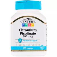 21st Century - Chromium Picolinate 200 mcg (100 таблеток) - препарат хром пиколинат для снижения сахара в крови
