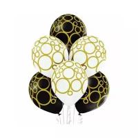 Воздушный шар Белбал Шар воздушный Шелкография металлик «Круги золотые» 36 см (1шт)