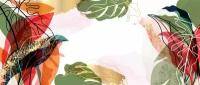 Фреска Уютная стена "Роскошные абстрактные тропические листья" 640х270 см (единым полотном)