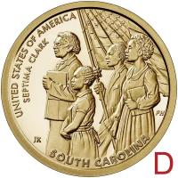 Монета 1 доллар 2020 «Септима Кларк» D (Американские инновации)