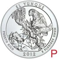 Монета 25 центов 2012 «Национальный лес Эль-Юнке» (11-й нац. парк США) P