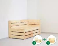 Комплект мебели из дерева №4 CAIMAN из 2х элементов, диван угловой из дерева для 2х человек, 120х70 см