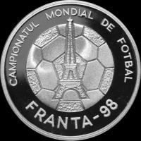 100 лей Чемпионат мира по футболу Франция 1998 г. Эйфелева башня КПД Румыния 1998 г. Proof