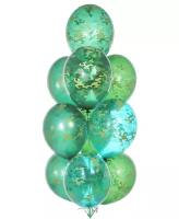 Букет воздушных шаров Belbal 10шт. 14" зеленый камуфляж +гелий