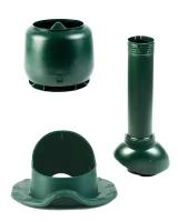 Комплект кровельной канализационной вентиляции поливент Muotokate D110 H500 для металлочерепицы, зеленый