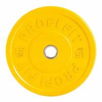 Диск для штанги каучуковый, цветной D-51 (15 кг, желтый), Profi-Fit