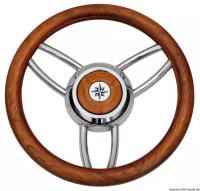 Osculati Blitz steering wheel w/matt teak outer ring, 45.169.04