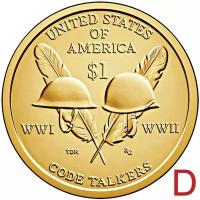 Монета 1 доллар 2016 «Радисты-шифровальщики Первой и Второй мировых войн» США D (Сакагавея)