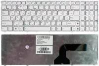 Клавиатура для ноутбука Asus N53T, Русская, Белая рамка, белые кнопки