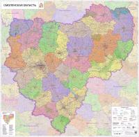 настенная карта Смоленской области 131 х 135 см (на самоклеющейся плёнке)