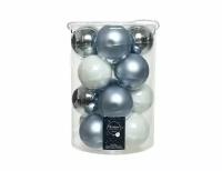Набор стеклянных шаров Коллекция "Морозная прелесть небес", матовые, эмалевые и глянцевые, 80 мм, 16 шт, Kaemingk