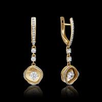 PLATINA jewelry Серьги из желтого золота с Swarovski Zirconia 02-4289-00-501-1130-38