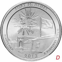 Монета США 1/4 доллара (25 центов, квотер) 2013 D — "Форт Мак-Генри" (19-й парк) M122702