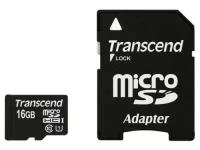 Карта памяти TRANSCEND MicroSDHC 16Gb class10 + SD адаптер