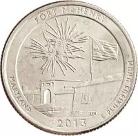 25 центов (1/4 доллара, квотер) 2013 США «Национальный памятник Форт Мак-Генри» (P) (19-й парк)