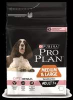 Purina Pro Plan ADULT 7+ OPTIDERMA MEDIUM & LARGE SENSITIVE SKIN Сухой корм для пожилых собак средних и крупных пород с Чувствительной кожей с Лососем и Рисом 14 кг.