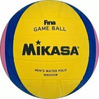 Мяч для водного поло MIKASA W6000W р.5,муж., FINA Approved, резина, вес 400-450гр, желт-сине-роз