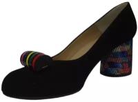 "Luiza Belly" Туфли женские "Bate-2" черные с цветной отделкой из натуральной замши