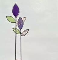 Декор - веточка со стеклянными листьями "Весна"